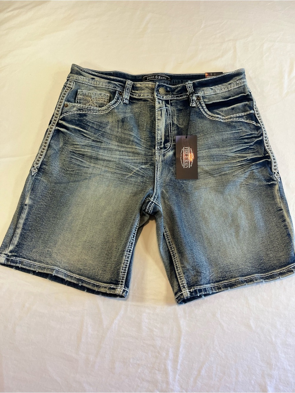 Men’s Washed Blue Denim Jean Shorts